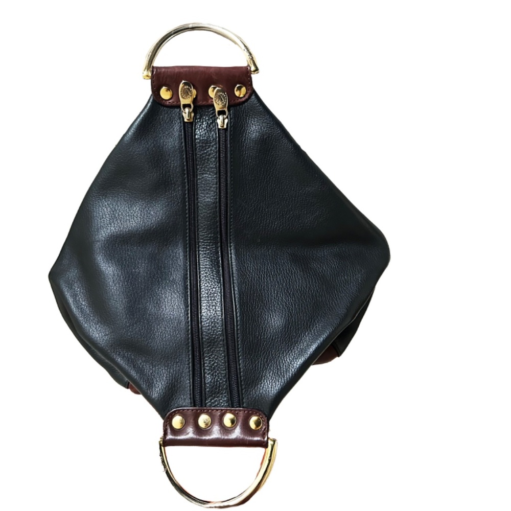 Valentina Italian Leather Top Handle Bag – Black & Brown – MADE IN ITALY. - Picture 5 of 11